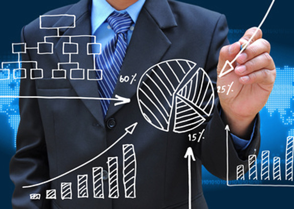 businessman hand drawing business graph businessman hand drawing business graph